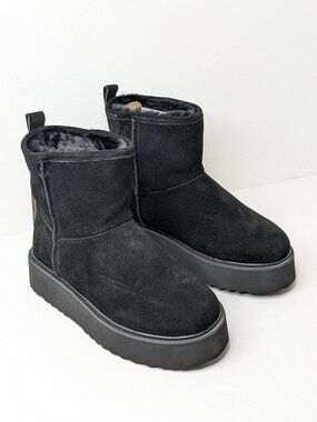 BCTEX Platform Winter Ankle Boots Black Women's 7